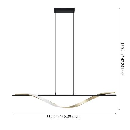 Eglo - LED-hanglamp aan snoer LED/20W/230V 2700/4000/6500K zwart/goud