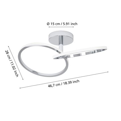 Eglo - LED-plafondlamp LED/12W/230V 2700/4000/6500K glanzend chroom
