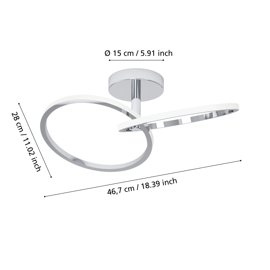 Eglo - LED-plafondlamp LED/12W/230V 2700/4000/6500K glanzend chroom