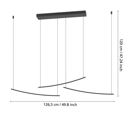 Eglo - LED dimbare pendellamp aan kabel LED/22W/230V 2700/4000/6500K zwart