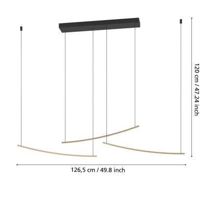 Eglo - LED-dimbare hanglamp aan kabel LED/22W/230V 2700/4000/6500K goudkleurig