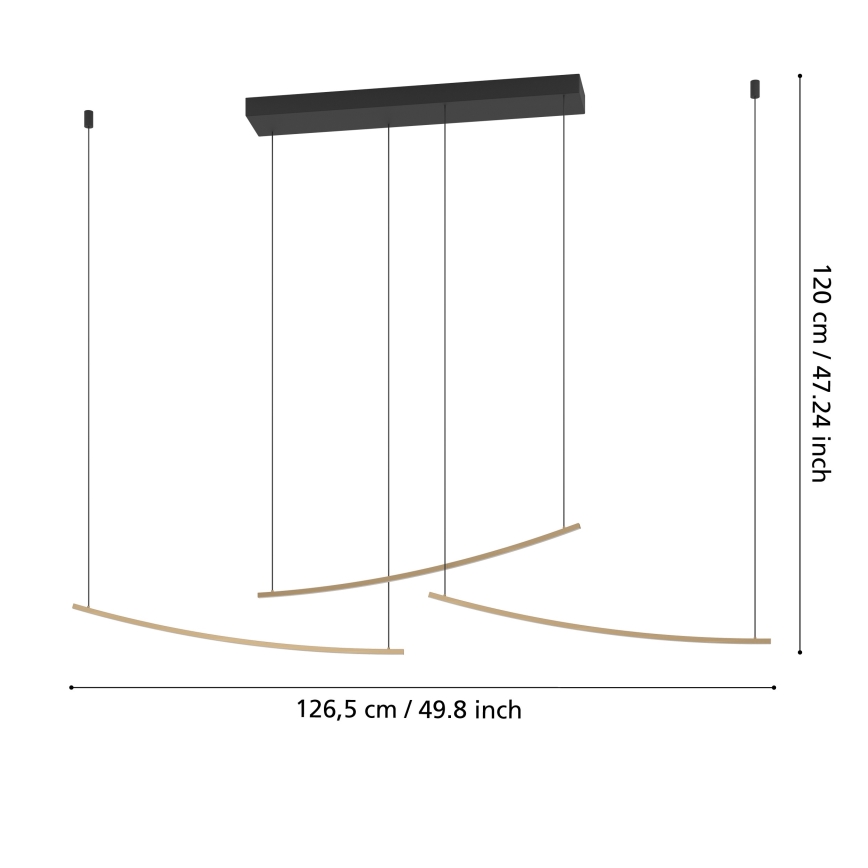 Eglo - LED-dimbare hanglamp aan kabel LED/22W/230V 2700/4000/6500K goudkleurig