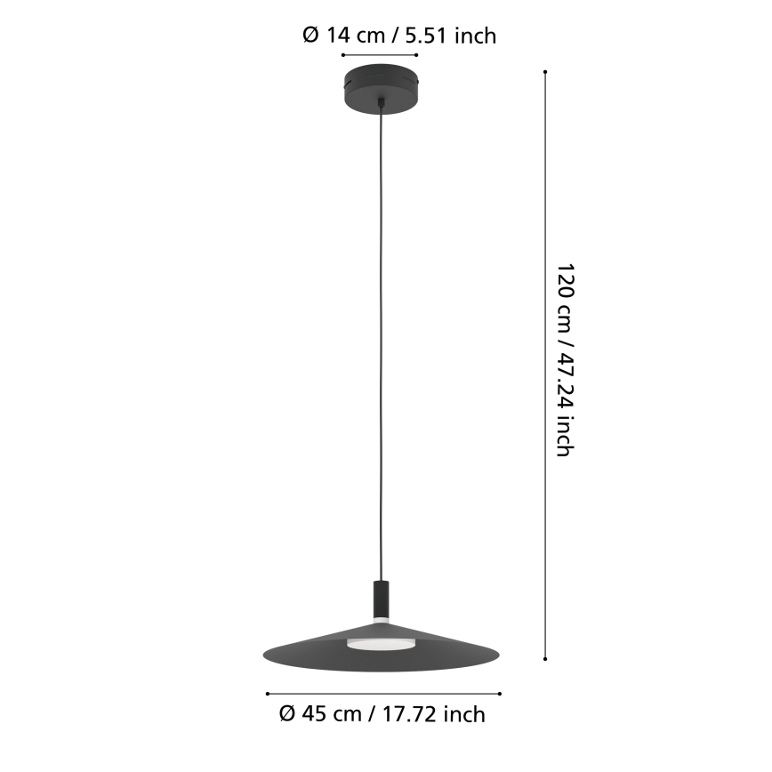 Eglo - dimbare RGBW LED-hanglamp aan kabel LED/15,5W/230V 2700-6500K zwart