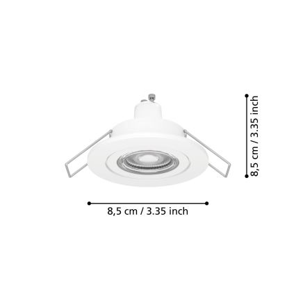 Eglo - LED badkamer inbouwspot 1xGU10/4,5W/230V IP44 wit