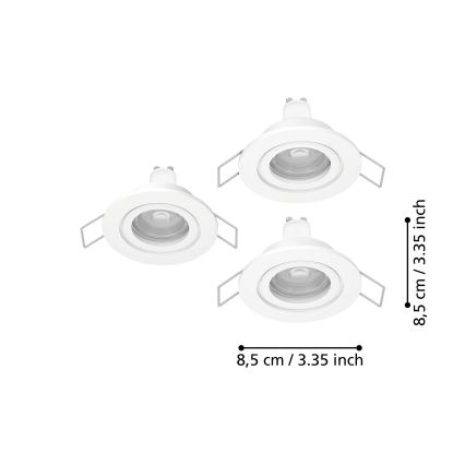 Eglo - SET van 3 LED-inbouwspots voor badkamer 1xGU10/4,5W/230V IP44 wit