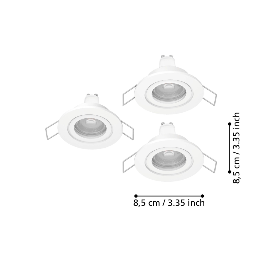Eglo - SET van 3 LED-inbouwspots voor badkamer 1xGU10/4,5W/230V IP44 wit