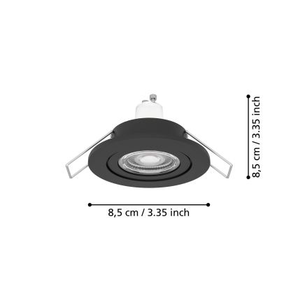 Eglo - LED inbouwspot voor badkamer 1x GU10/4,5W/230V IP44 zwart