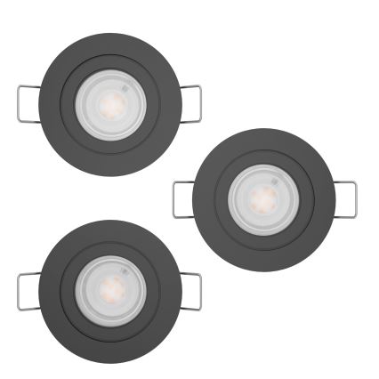 Eglo - Set van 3 LED inbouwspots voor badkamer, 1x GU10/4,5W/230V, IP44, zwart