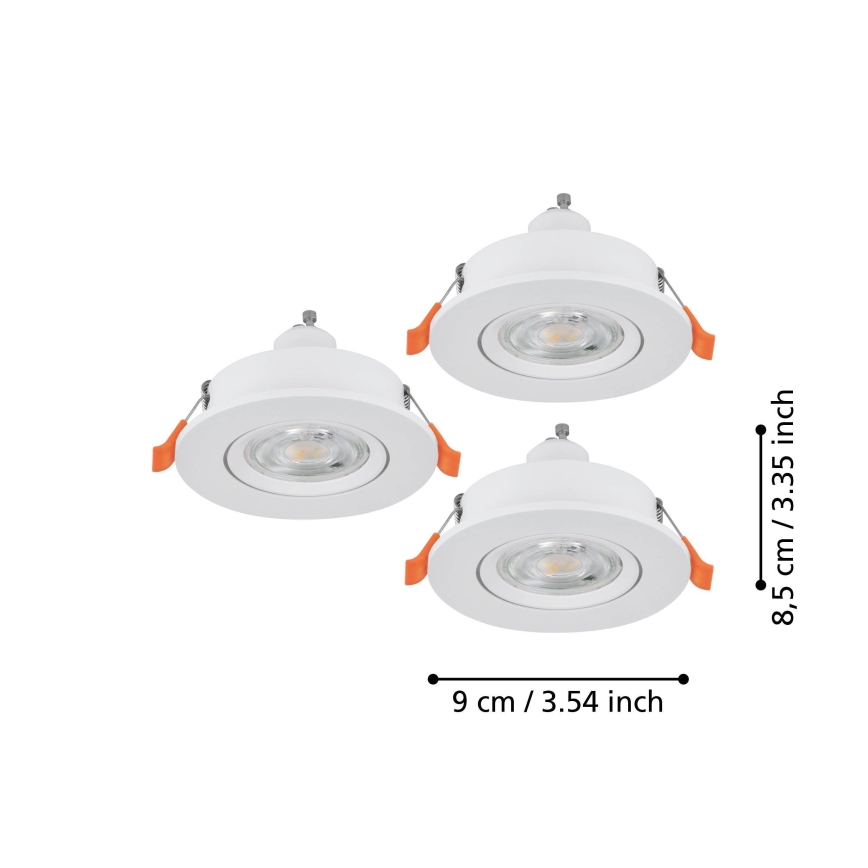 Eglo - Set van 3 LED-inbouwspots 1xGU10/4,5W/230V wit