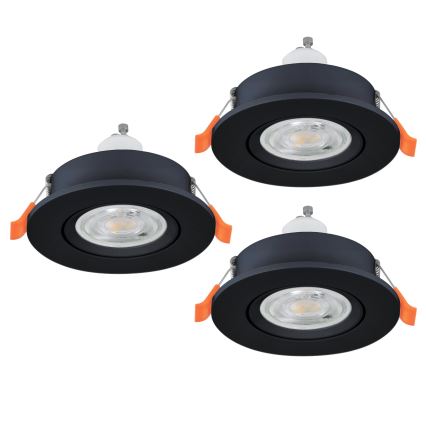 Eglo - Set van 3x LED-inbouwspot 1xGU10/4,5W/230V zwart