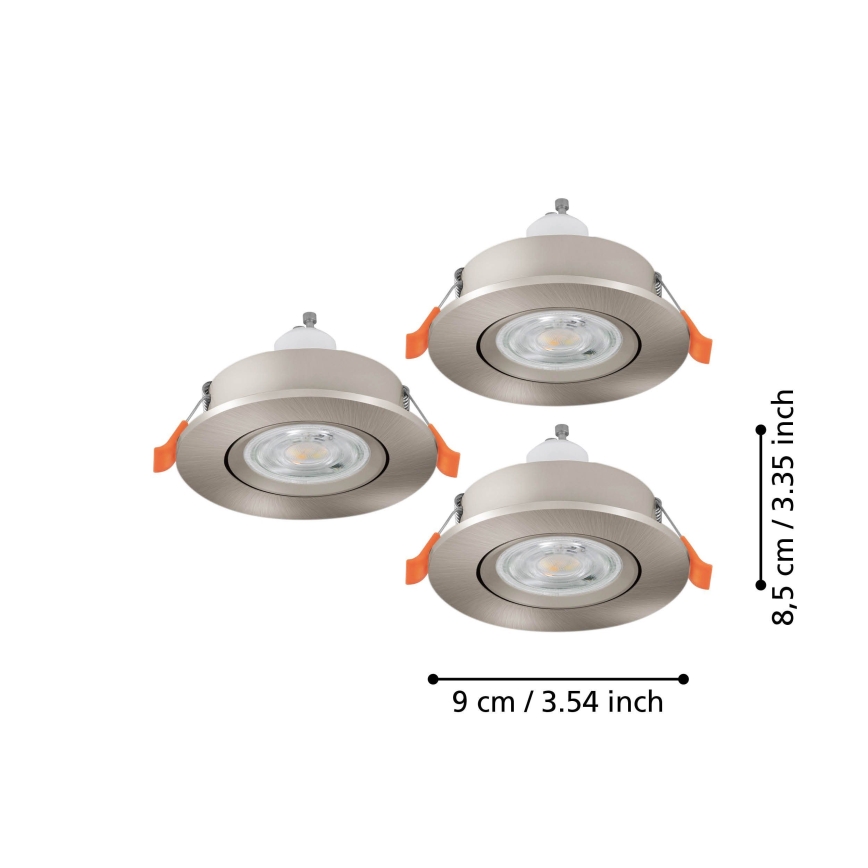 Eglo - Set van 3 LED-inbouwspots 1xGU10/4,5W/230V mat chroom