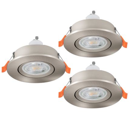 Eglo - Set van 3 LED-inbouwspots, 1x GU10/4,5W/230V, mat chroom