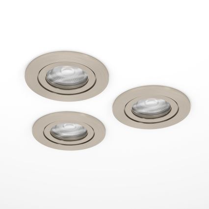 Eglo - Set van 3 LED-inbouwspots, 1x GU10/4,5W/230V, mat chroom
