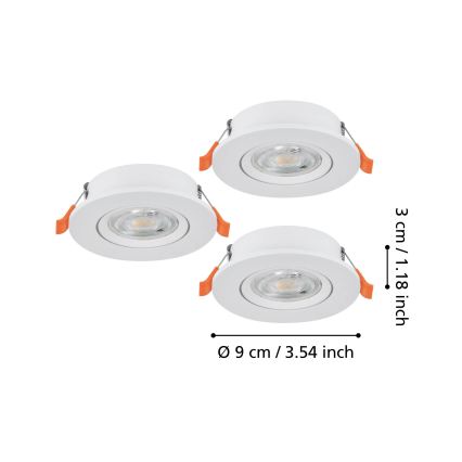 Eglo - Set van 3x LED-inbouwspots LED/4,8W/230V 2700/4000/6500K wit