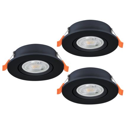 Eglo - Set van 3x LED inbouwspots LED/4,8W/230V 2700/4000/6500K zwart