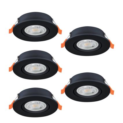 Eglo - SET 5x LED-inbouwspots LED/4,8W/230V 2700/4000/6500K zwart