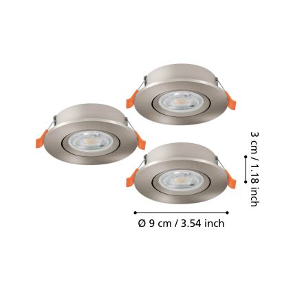 Eglo - SET van 3 LED-inbouwspots LED/4,8W/230V 2700/4000/6500K mat chroom