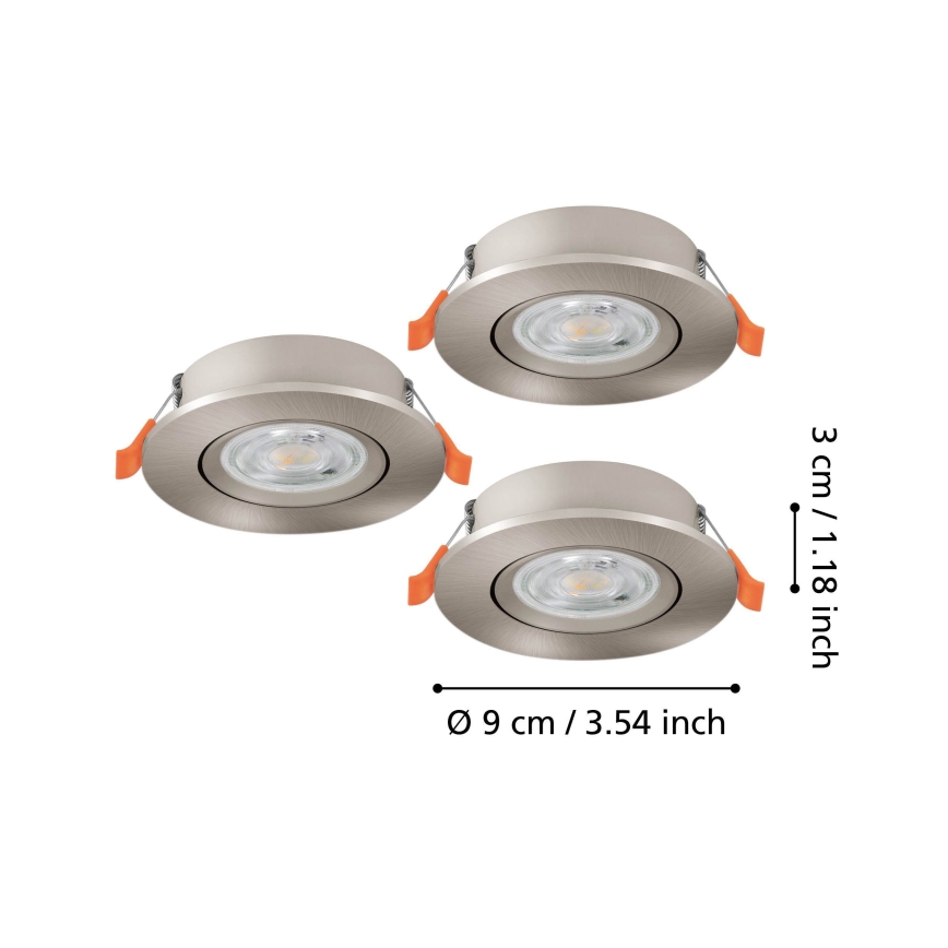 Eglo - SET van 3 LED-inbouwspots LED/4,8W/230V 2700/4000/6500K mat chroom