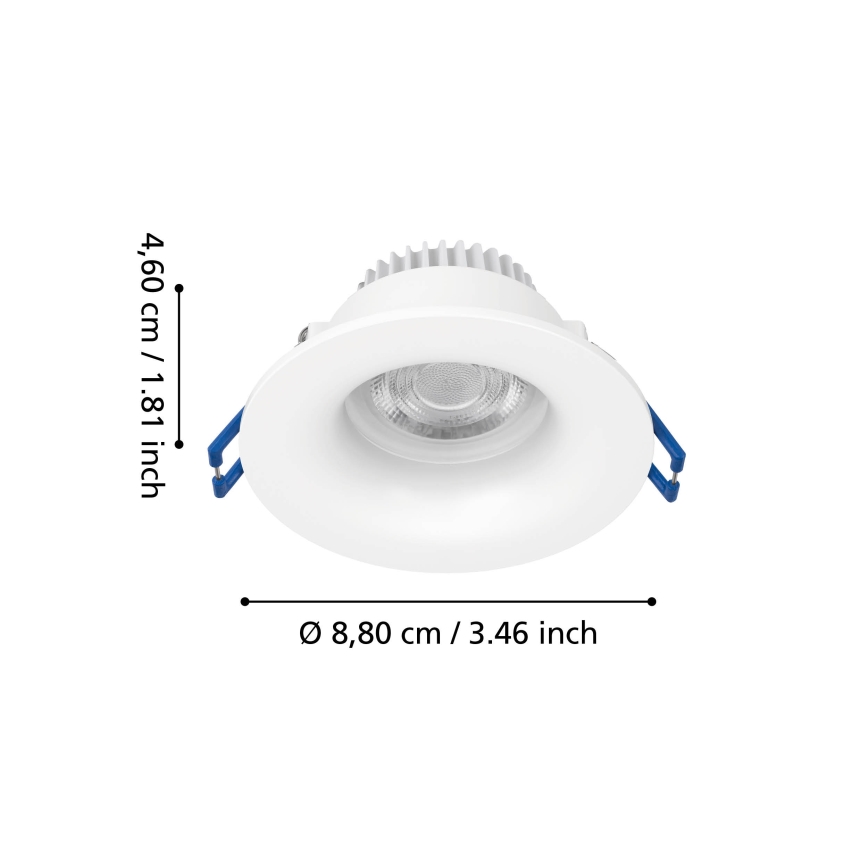 Eglo - LED inbouwarmatuur voor badkamer LED/4,9W/230V 2700/4000/6500K Ø 8,8 cm IP65 wit