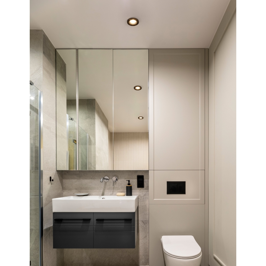 Eglo - Set van 3 LED-inbouwspots voor badkamer, 4,9W, 230V, 2700/4000/6500K, Ø 8,8 cm, IP65, zwart