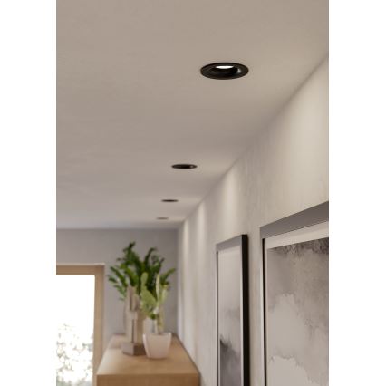 Eglo - Set van 3 LED-inbouwspots voor badkamer, 4,9W, 230V, 2700/4000/6500K, Ø 8,8 cm, IP65, zwart