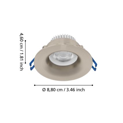Eglo - LED inbouwspot voor badkamer LED/4,9W/230V 2700/4000/6500K pr. 8,8 cm IP65 mat chroom