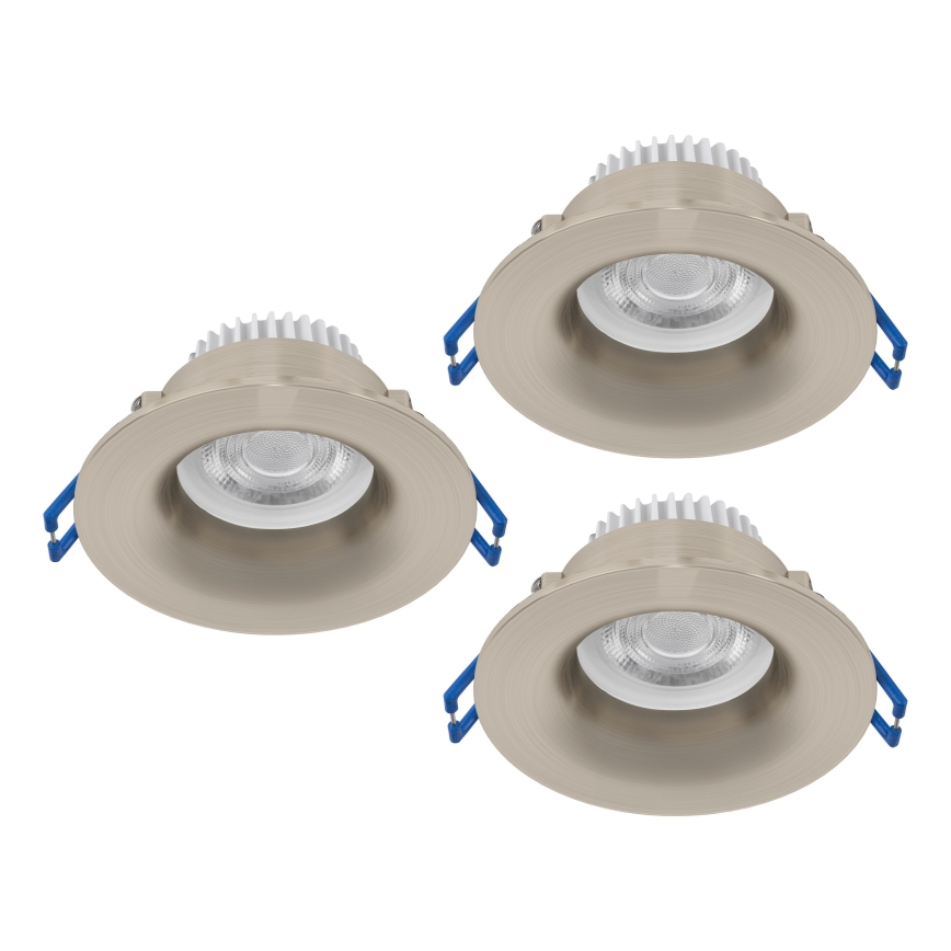 Eglo - Set van 3 LED-inbouwspots voor badkamer LED/4,9W/230V 2700/4000/6500K Ø 8,8 cm IP65 mat chroom