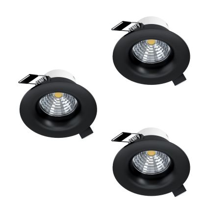 Eglo - SET van 3 dimbare LED-inbouwspots LED/4,8W/230V Ø 8,8 cm zwart