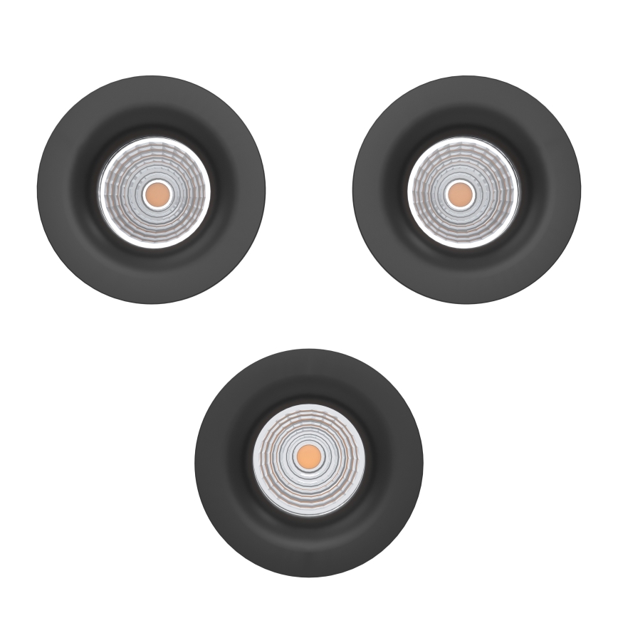 Eglo - SET van 3 dimbare LED-inbouwspots LED/4,8W/230V Ø 8,8 cm zwart