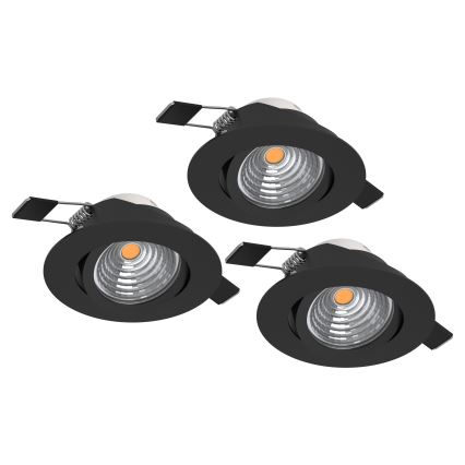 Eglo - Set van 3 dimbare LED-inbouwspots LED/6,4W/230V Ø 8,8 cm zwart