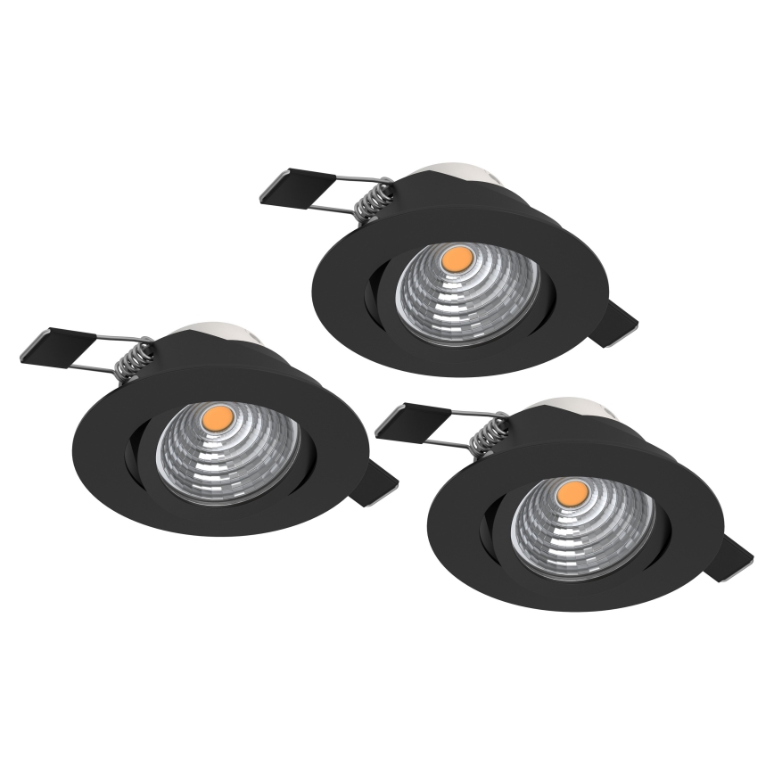 Eglo - Set van 3 dimbare LED-inbouwspots LED/6,4W/230V Ø 8,8 cm zwart