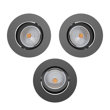 Eglo - Set van 3 dimbare LED-inbouwspots LED/6,4W/230V Ø 8,8 cm zwart