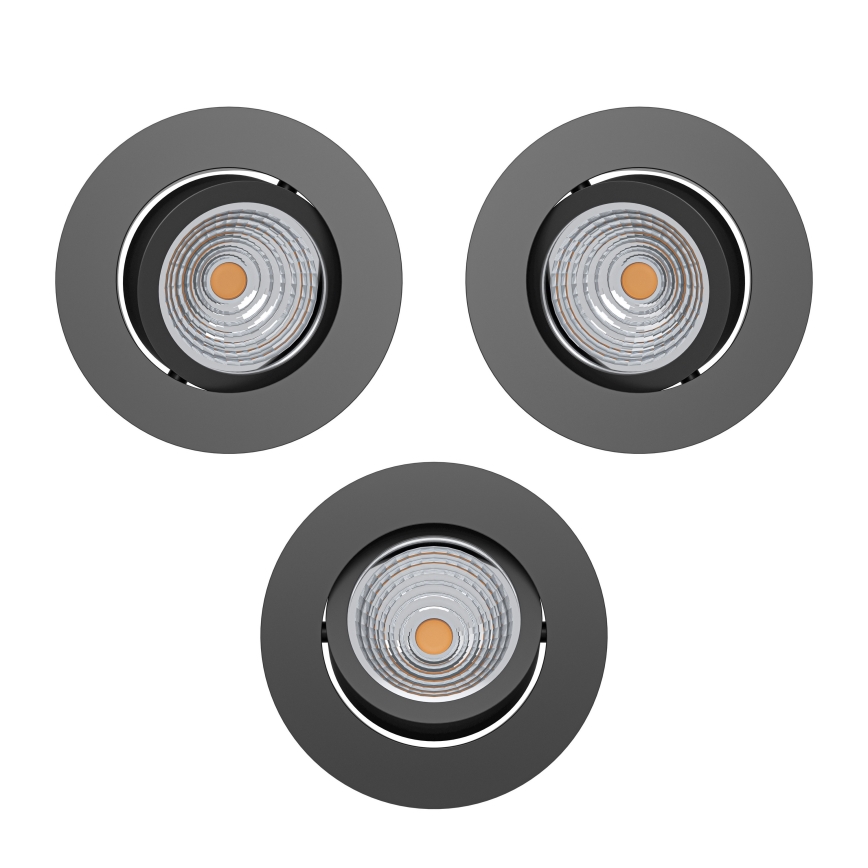 Eglo - Set van 3 dimbare LED-inbouwspots LED/6,4W/230V Ø 8,8 cm zwart
