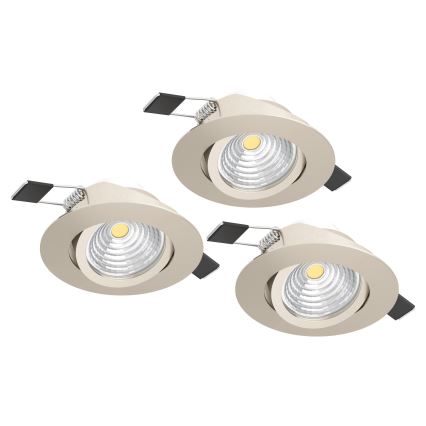 Eglo - Set van 3 dimbare LED-inbouwspots LED/6,4W/230V Ø 8,8 cm mat chroom