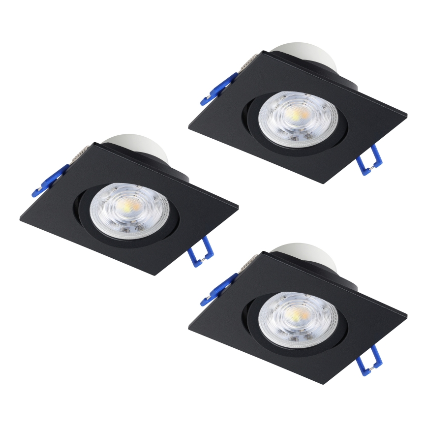 Eglo - SET van 3 dimbare inbouwspots LED/4,8 W/230 V 8,8 x 8,8 cm zwart