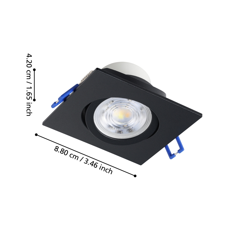 Eglo - SET van 3 dimbare inbouwspots LED/4,8 W/230 V 8,8 x 8,8 cm zwart