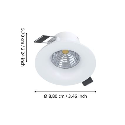 Eglo - Dimbare LED-inbouwspot LED/6,4W/230V Ø 8,8 cm wit