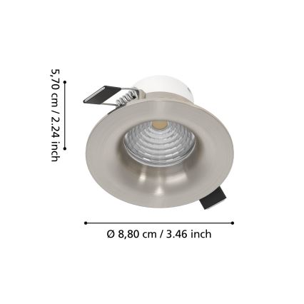 Eglo - Set van 3 dimbare LED-inbouwspots LED/6,4W/230V Ø 8,8 cm mat chroom
