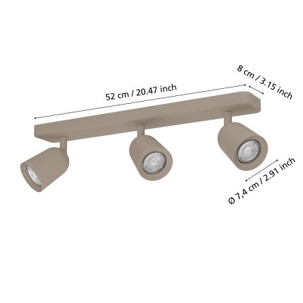 Eglo - Spotarmatuur 3xGU10/10W/230V beige
