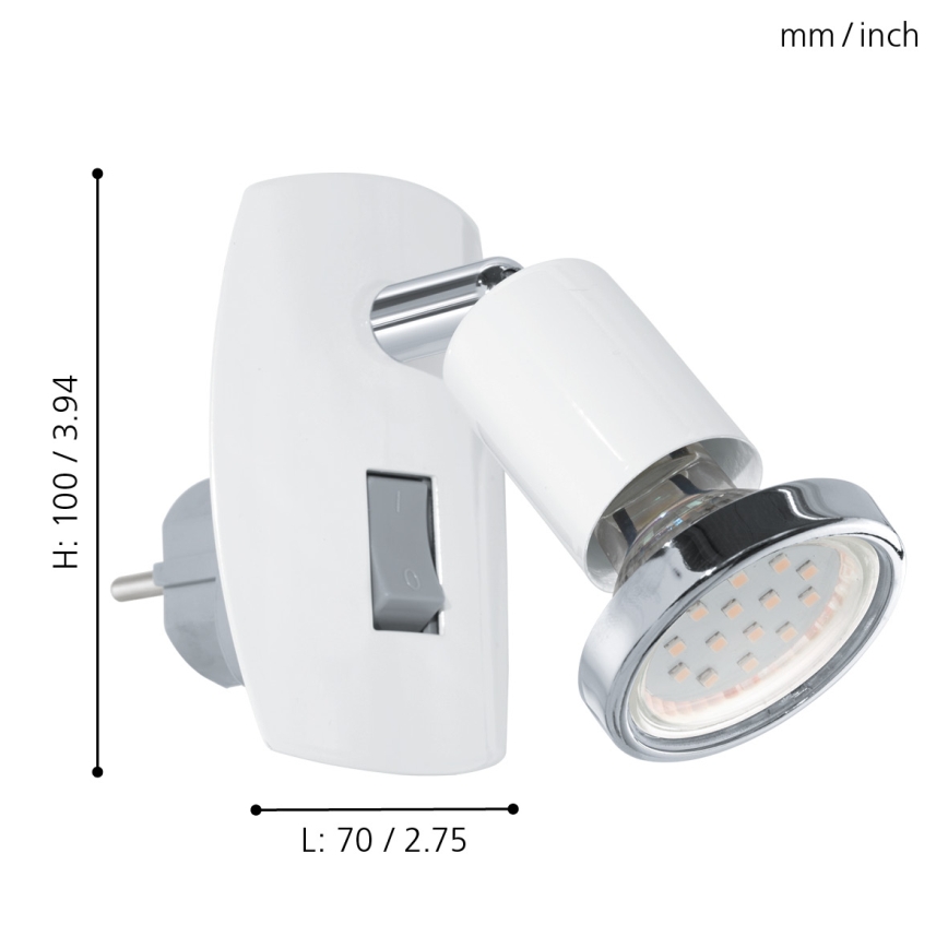 Eglo - LED-lamp voor in het stopcontact 1xGU10/2,8W/230V wit