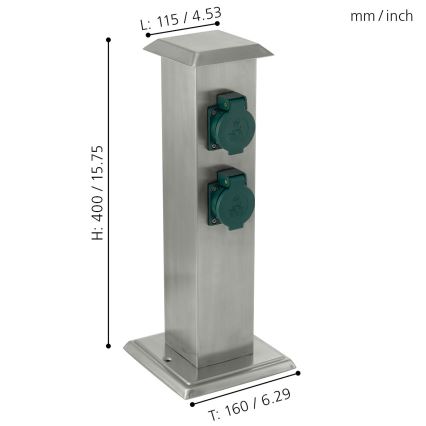 EGLO - Buitenstopcontact zuil groen SCHUKO IP44