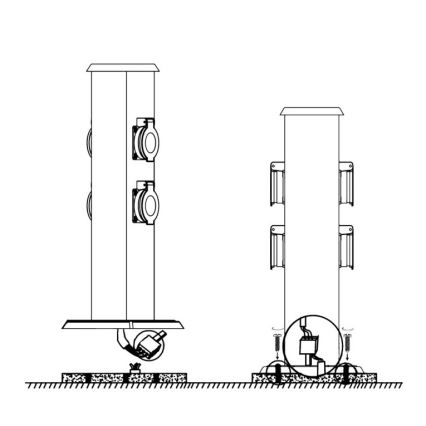 EGLO - Buitenstopcontact zuil groen SCHUKO IP44