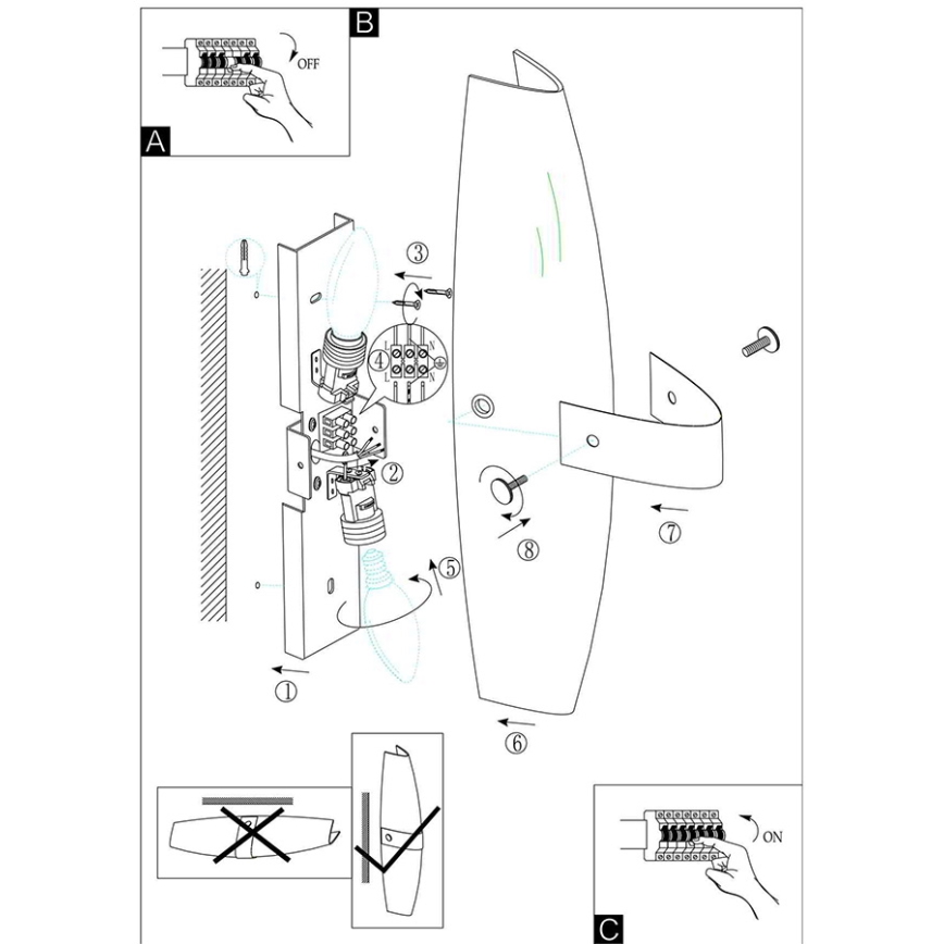 Eglo 91793 - Wandlamp DAMIEL 2xE14/40W/230V