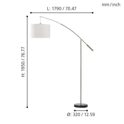 Eglo 92206 - Vloerlamp NADINA 1xE27/60W/230V