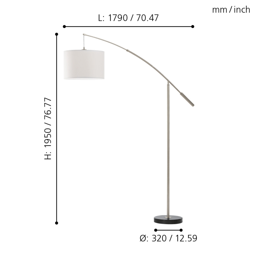 Eglo 92206 - Vloerlamp NADINA 1xE27/60W/230V