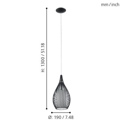 Eglo 92252 - Hanglamp RAZONI 1xE27/60W/230V