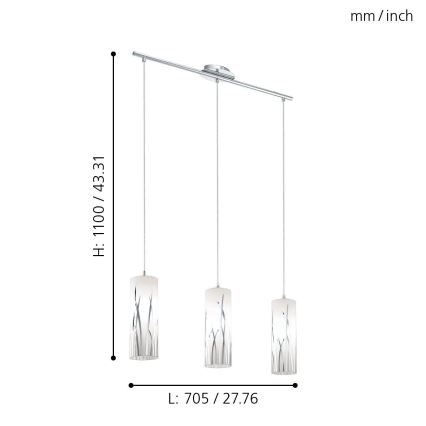 Eglo - Hanglamp 3xE27/60W/230V