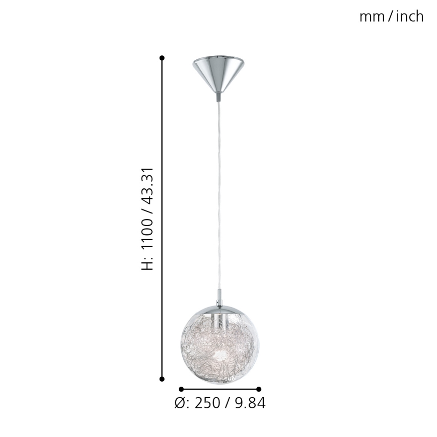 Eglo 93073 - Hanglamp LUBERIO 1xE27/60W/230V Ø 25 cm