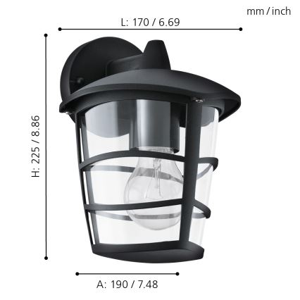 Eglo - LED Wandlamp voor buiten 1xE27/8,5W/230V IP44