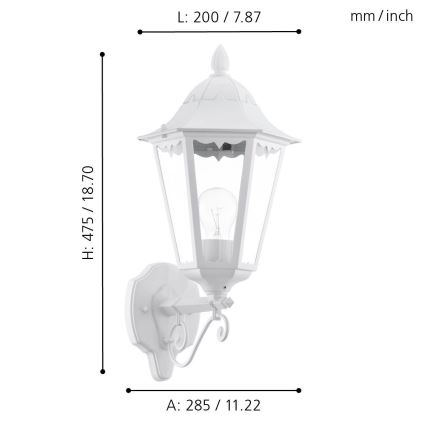 Eglo - Buiten wandlamp 1xE27/60W/230V IP44